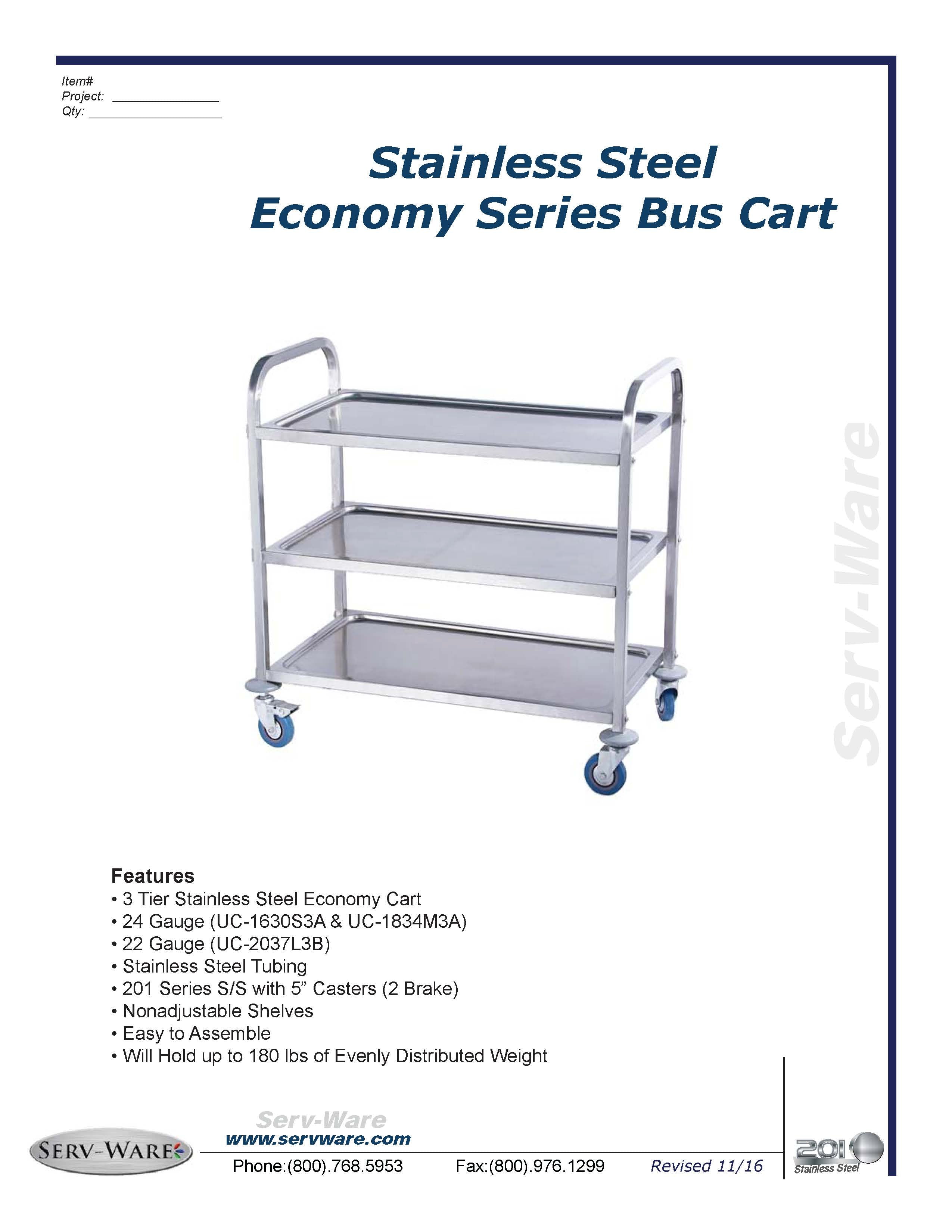 5 Tier Stainless Steel Cart, UC-2037L3B