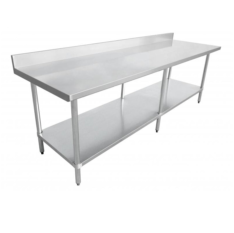 Omcan 30″ x 84″ Stainless Steel Work Table with 4″ Backsplash