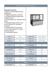 YB-15, 60" Floor Model Refrigerated Square Display Case