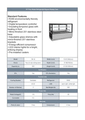 YB-18, 70" Floor Model Refrigerated Square Display Case