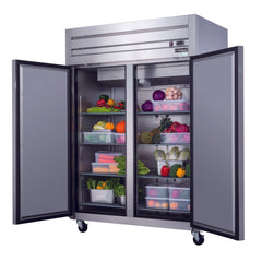 D55F, Commercial 55" 2 Solid Door Reach-In Freezer Stainless Steel40.74 cu.ft.