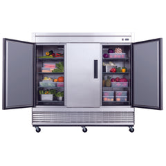 D83AR, Commercial 83" 3 Solid Door Reach-In Refrigerator