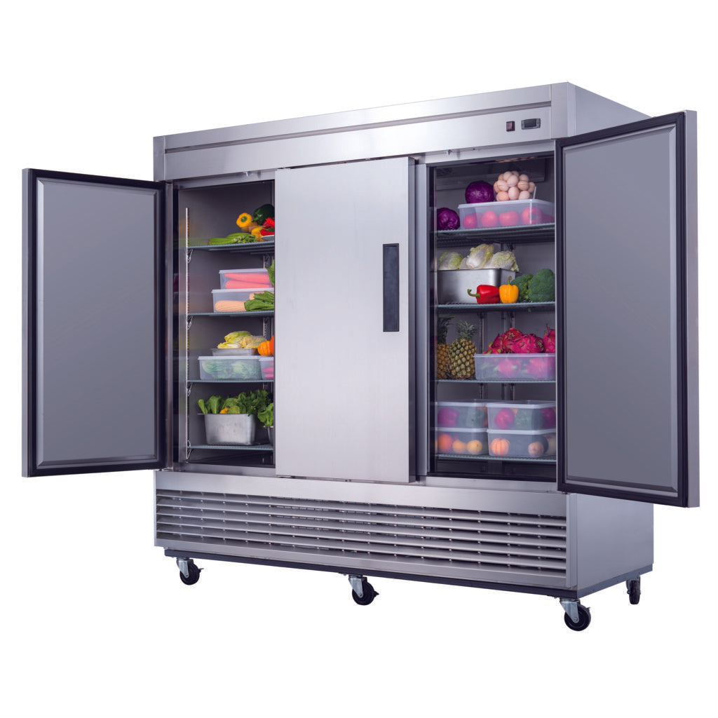 D83AR, Commercial 83" 3 Solid Door Reach-In Refrigerator