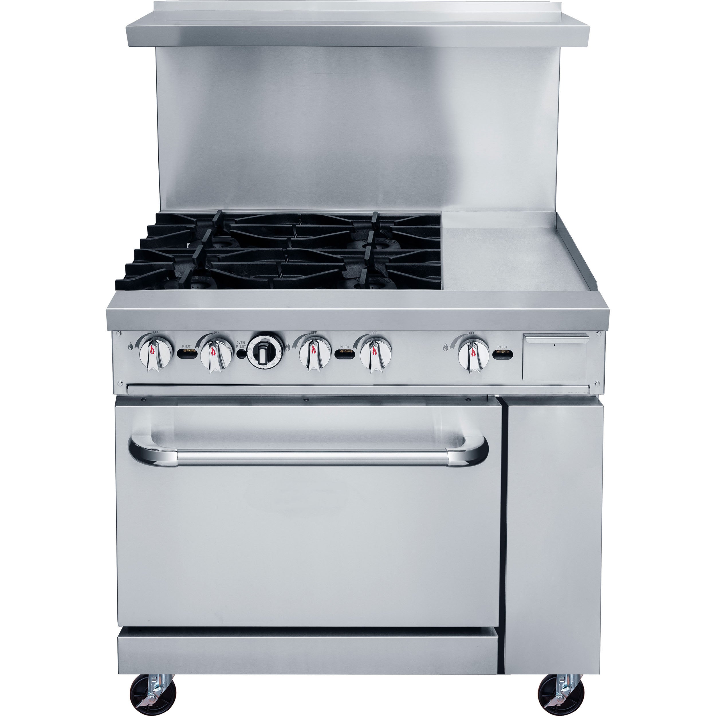 36" Oven Range Four Open Burners with 12" Griddle Natural Gas, ACR36-4B12GM