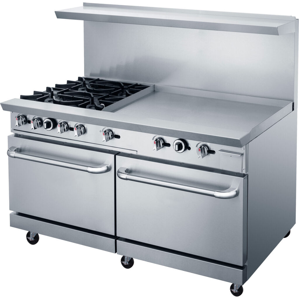 60" Oven Range Four Open Burner with 36" Griddle Natural Gas, ACR60-4B36GM