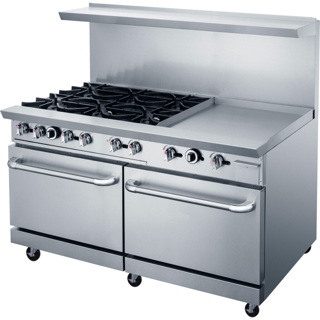 60" Oven Range Six Open Burner with 24" Griddle Natural Gas, ACR60-6B24GM