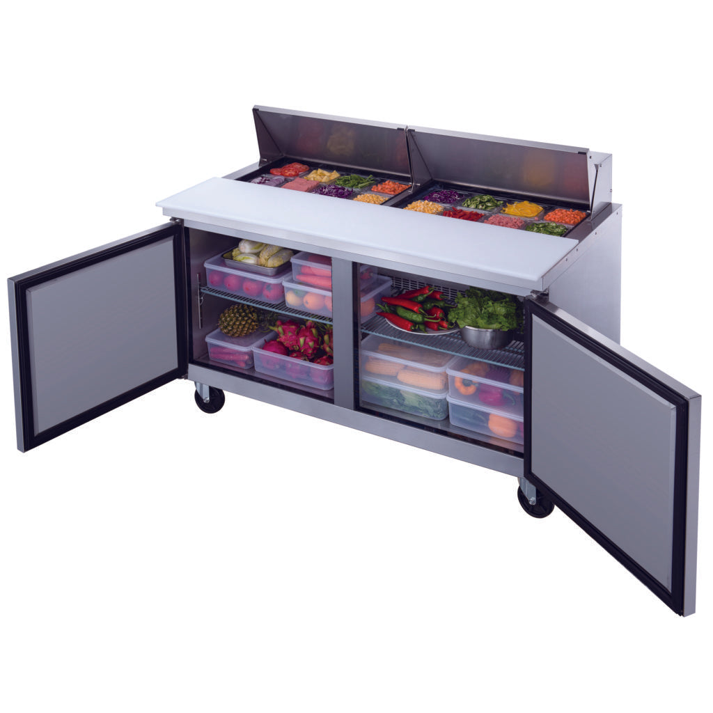DSP60-16-S2, Commercial 60" 16 Pan Salad, Sandwich Food Prep Table Refrigerator