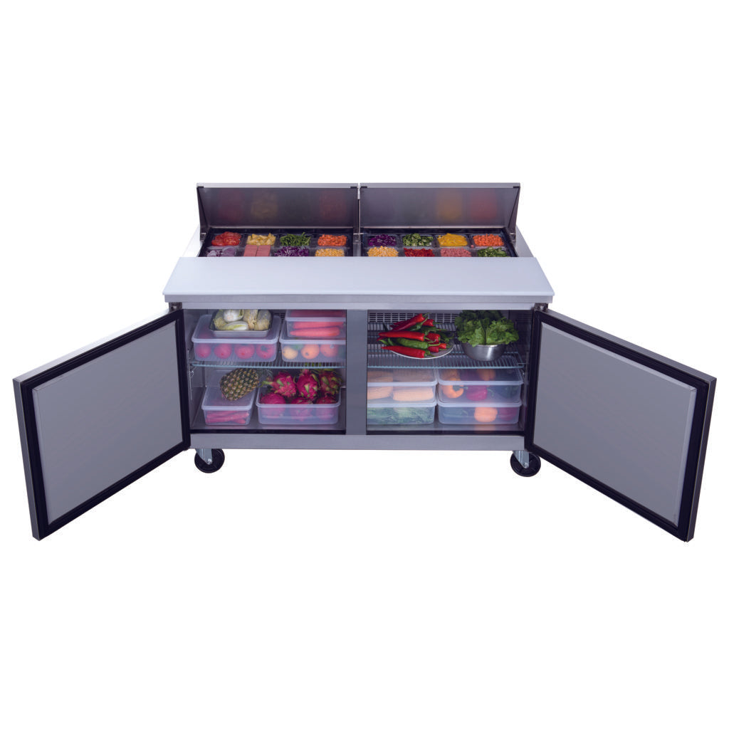 DSP60-16-S2, Commercial 60" 16 Pan Salad, Sandwich Food Prep Table Refrigerator