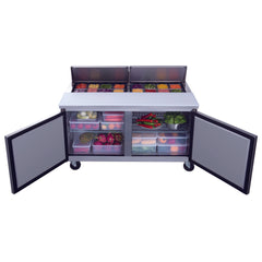 DSP60-16-S2, Commercial 60" 16 Pan Salad, Sandwich Food Prep Table Refrigerator