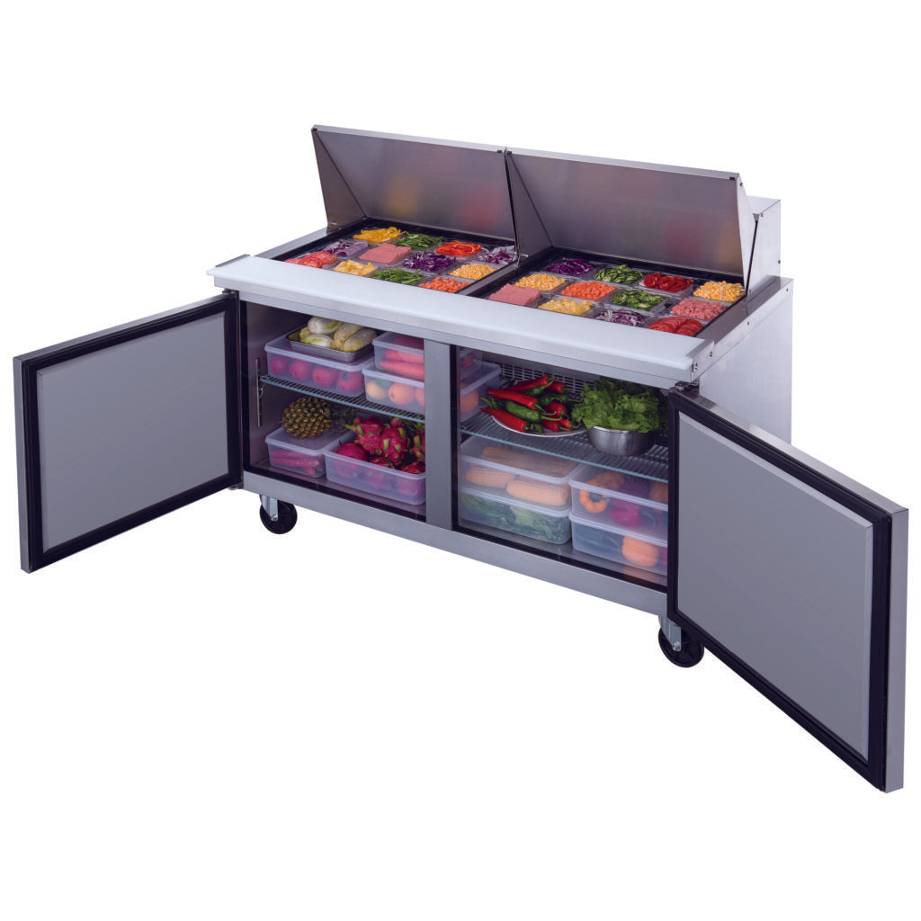 60" 24 Pan Salad, Sandwich Food Prep Table Refrigerator, ASP60-24M-S2, Mega Top 14.33