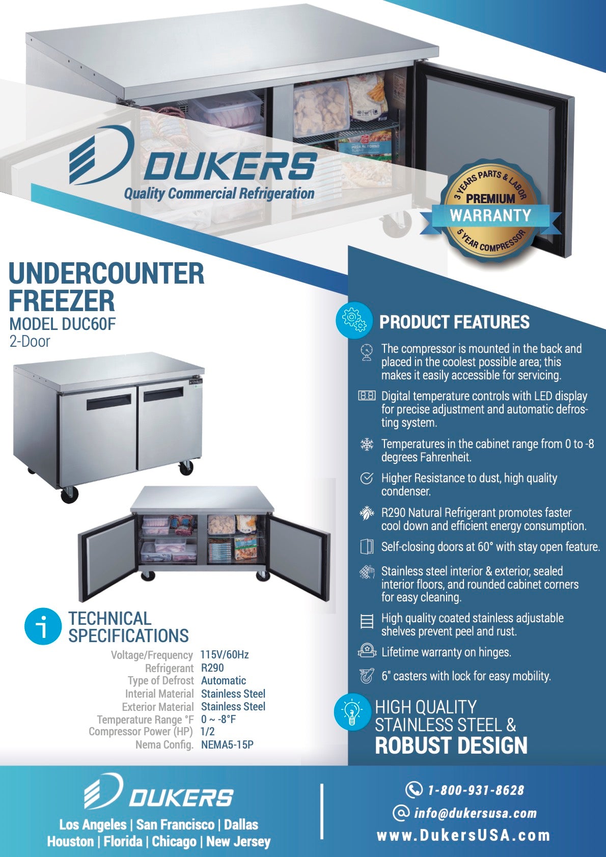 60" Undercounter Freezer, DUC60F