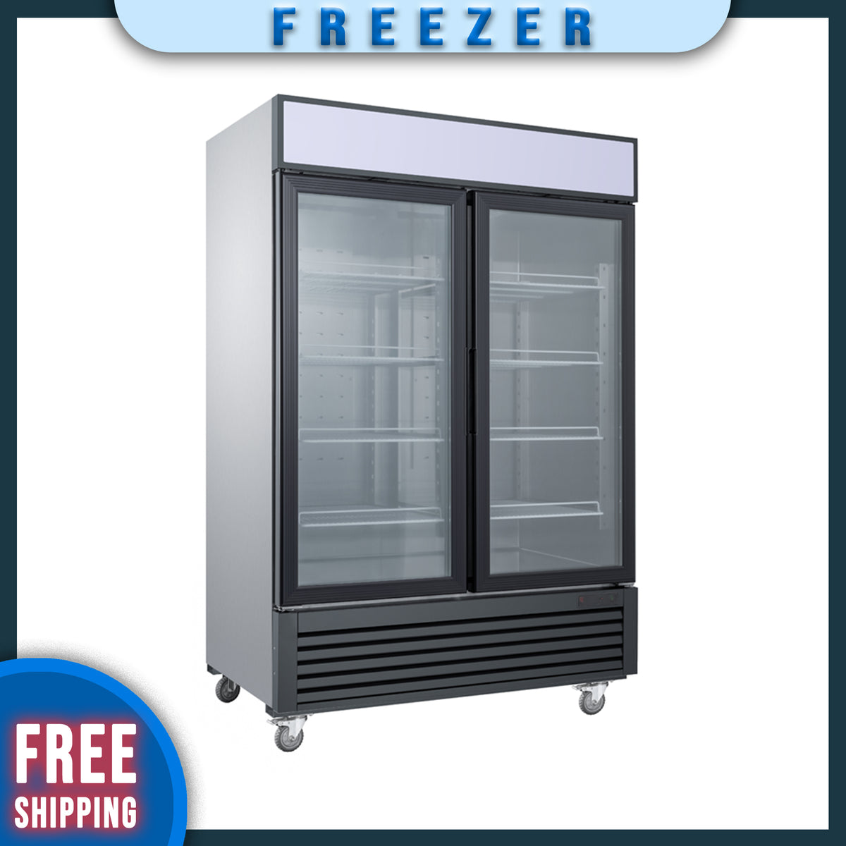 MF-49G Glass Door Reach-In Freezer, 55"*32"*80", 1-Year labor & Parts 5-Year compressor