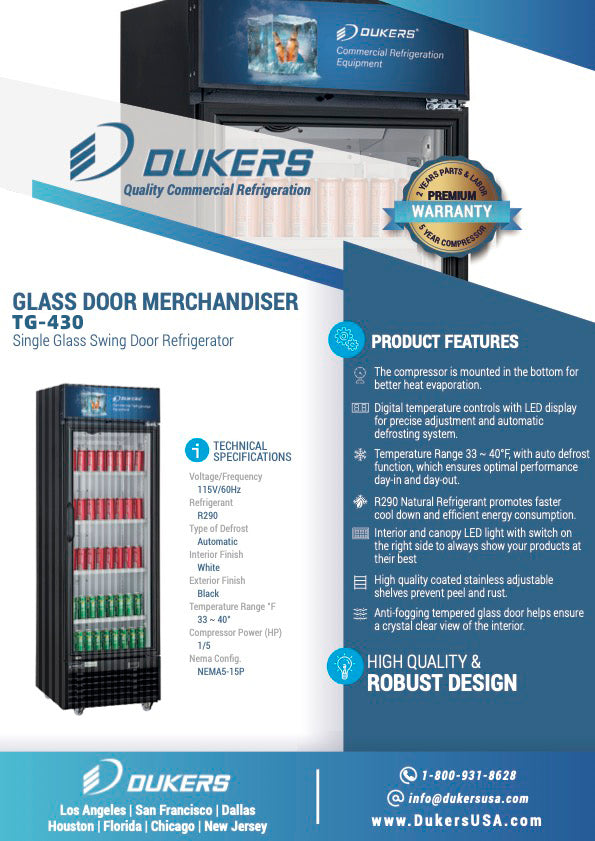 24" Commercial 1 Glass Door Merchandiser Refrigerator, TG-430