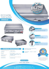 36" 3-Burner Commercial Griddle, ECGM36