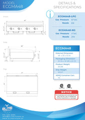 48" 4-Burner Commercial Griddle, ECGM48