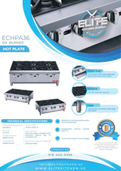 36" 6-Burner Hot Plate, ECHPA36