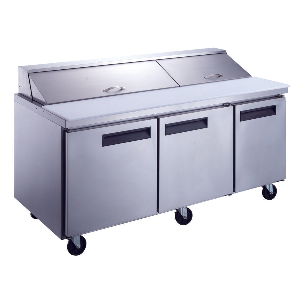 72" 3-Door Commercial Food Prep Table Refrigerator in Stainless Steel, MSR-72